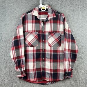 Vintage St Johns Bay Big Mac Shirt Mens M Red Navy Plaid Cotton Flannel Portugal